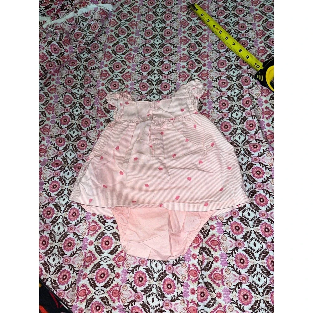 Girl’s Carter’s Pink Bunny Print Sleeveless Bodysuit Dress Size 6 Months
